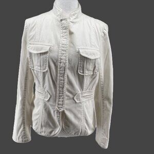 🤍 Women's Zara Jacket Size M – 100% Cotton,  white Chic Utility Style
